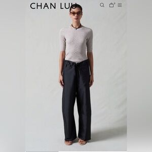 Chan Luu Black Techno Taffeta Barrel Pant